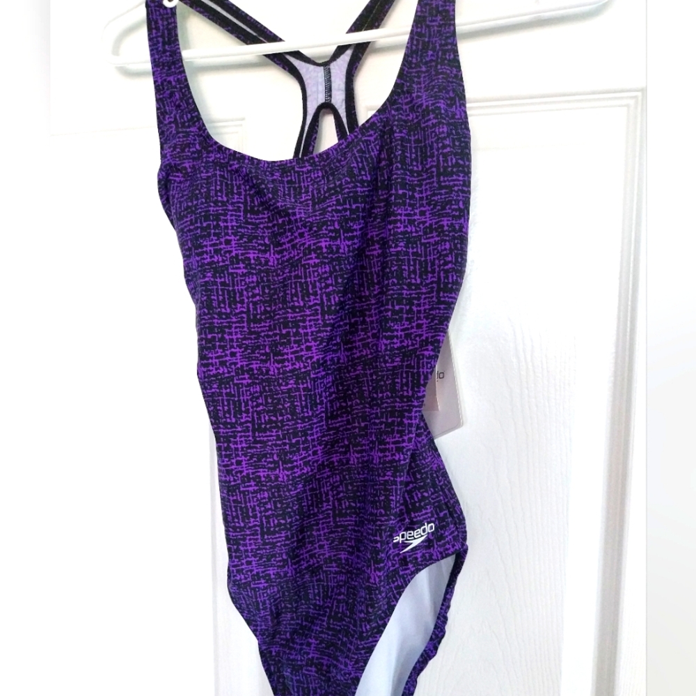 Nwt Speedo Women's Abstract Purple One-Piece Swimsuit